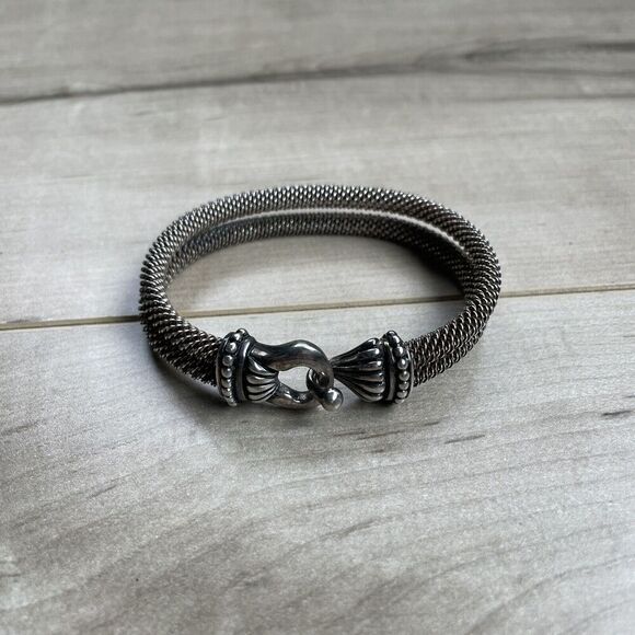 925 Sterling Silver ESPO SIG Joseph Esposito Mesh Bangle Bracelet 8”‎ Vintage - Picture 1 of 11